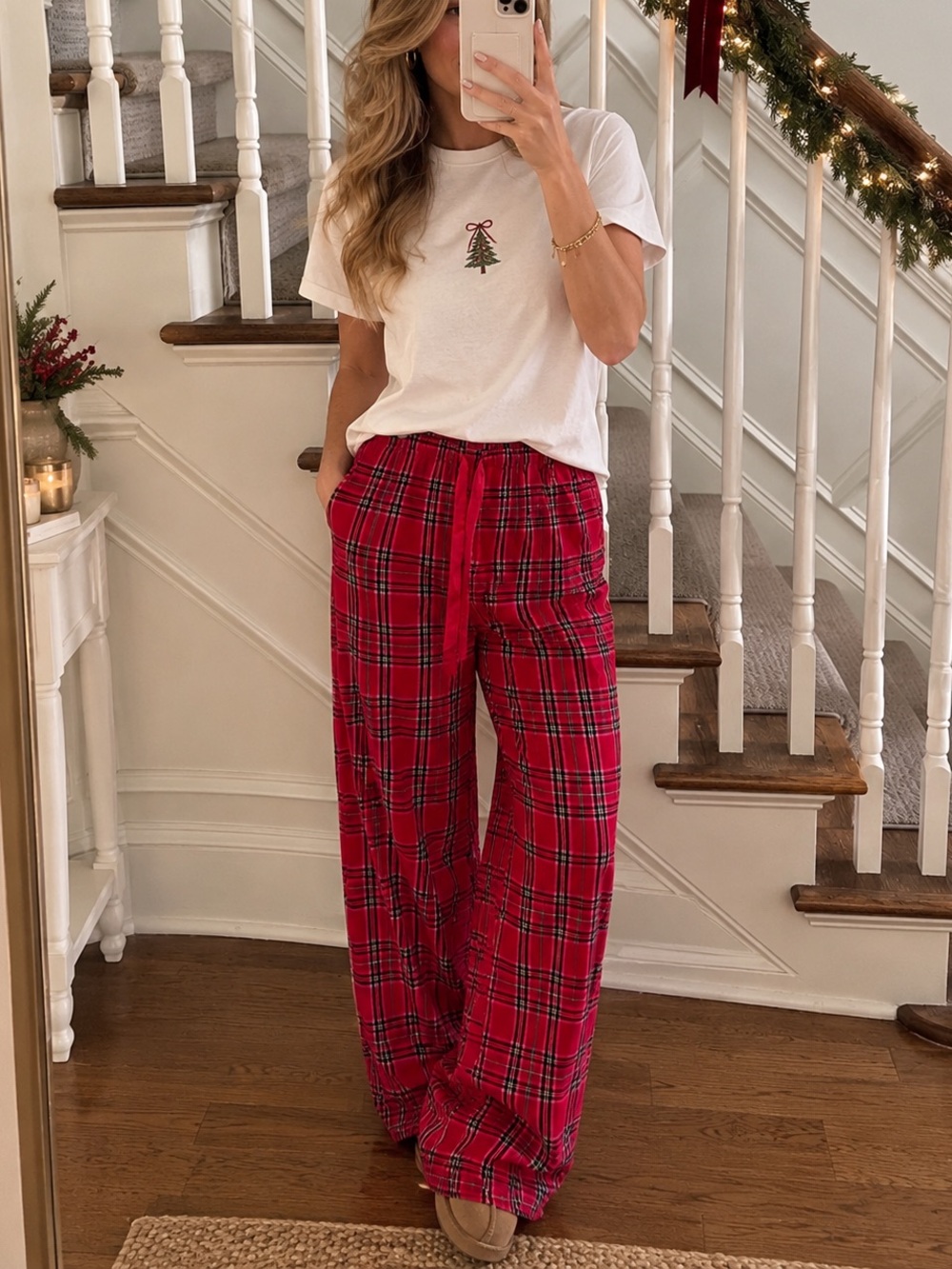 Victoria's Secret Red Plaid Pajama Pants, Lounge Pants, Size M Long/Tall